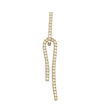 Orecchino Doppia Barretta Argento Zirconi Bianchi Rodio Bianco