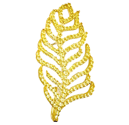 Orecchino Piuma Argento Zirconi Gialli Placcato Oro Giallo
