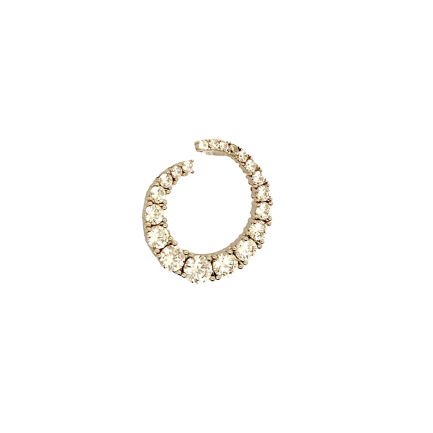 Spiral Earring in Silver with White Zirconia and White Rhodium