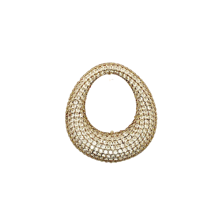 Oval Pierced Earring in Silver with White Zirconia and White Rhodium Plated