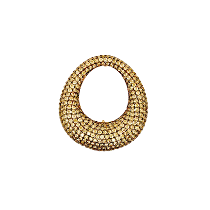 Oval Pierced Earring in Silver with Champagne Zirconia and Rose Gold Plated