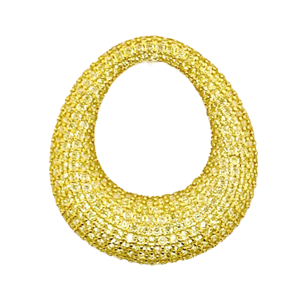 Orecchino Ovale Big Bucato Argento Zirconi Gialli Placcato Oro Giallo