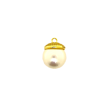 Pendente Perla Bianca Argento Zirconi Gialli Placcato Oro Giallo
