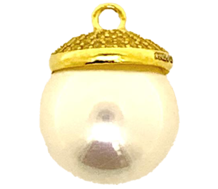 Pendente Perla Bianca Argento Zirconi Gialli Placcato Oro Giallo