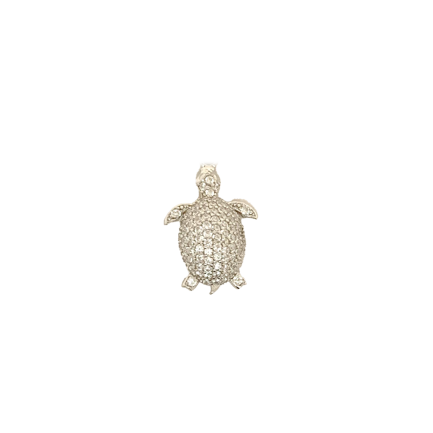 Silver Turtle Earring with White Zirconia and White Rhodium