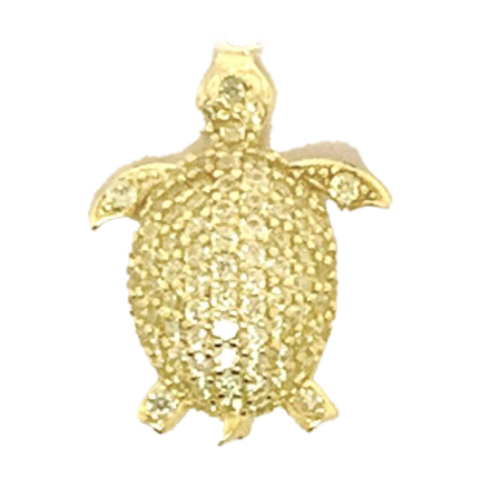 Orecchino Tartaruga Argento Zirconi Gialli Placcato Oro Giallo