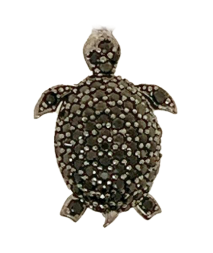 Orecchino Tartaruga Argento Zirconi Neri Rodio Nero