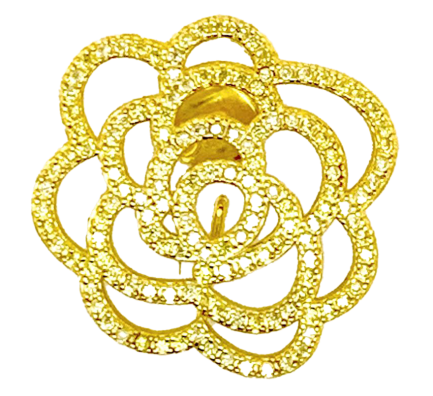Orecchino Rosa Argento Zirconi Giallo Placcato Oro Giallo