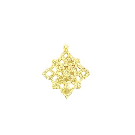 Openwork Rhombus Pendant in Silver with Yellow Zircons, Yellow Gold Plated