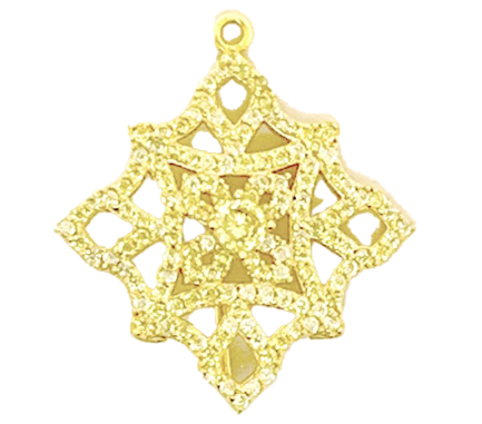Pendente Rombo Traforato Argento Zirconi Gialli Placcato Oro Giallo