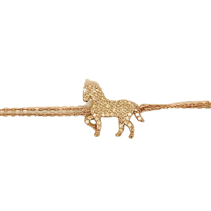 Silver Horse Bracelet with Champagne Zirconia, Rose Gold Plated