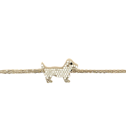 Jack Russell Bracelet in Silver with White Zircons and White Rhodium