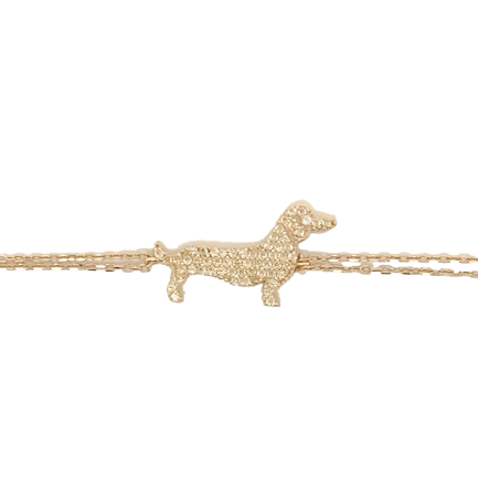 Silver Dachshund Bracelet with Champagne Zircons, Rose Gold Plated