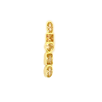 4 Zirconia Silver Earring Champagne Zirconia Yellow Gold Plated