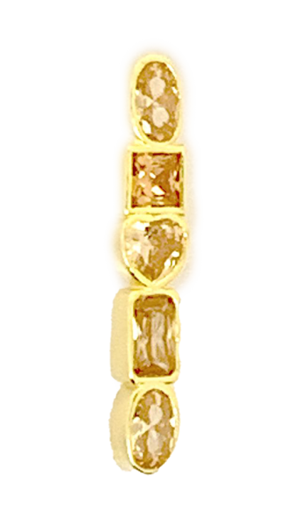 Orecchino 4 Zirconi Argento Zirconi Champagne Placcato Oro Giallo