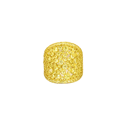 Anello New Pavè Argento con Zirconi Giallo Placcato Oro Giallo