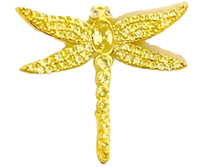 Orecchino Libellula Argento Zirconi Gialli Placcato Oro Giallo