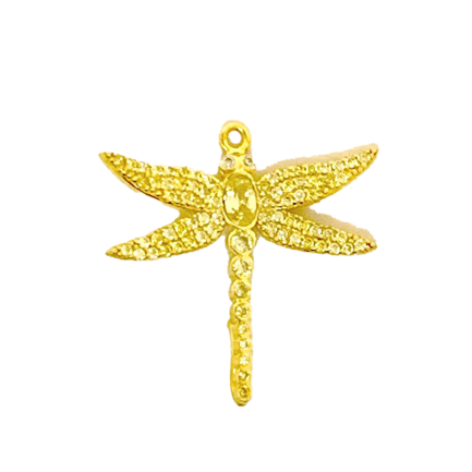 Pendente Libellula Argento Zirconi Gialli Placcato Oro Giallo
