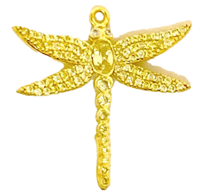 Pendente Libellula Argento Zirconi Gialli Placcato Oro Giallo