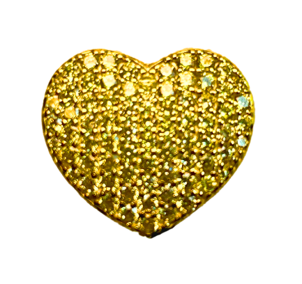 Heart Earring in Silver with Yellow Zirconia, Yellow Gold Plated