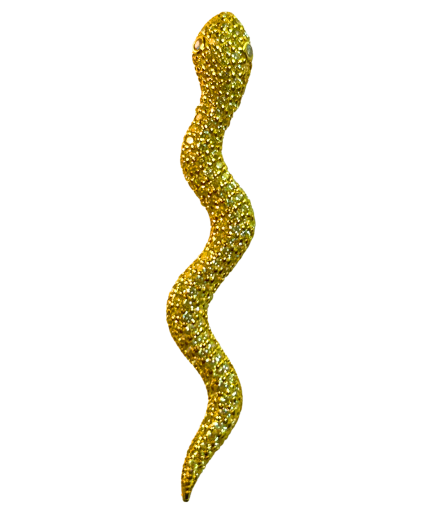 Orecchino Serpente Lungo Argento Zirconi Gialli Placcato Oro Giallo