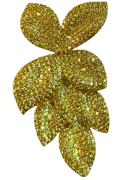 8 Petals Earring Silver with Yellow Zirconia Yellow Gold Plated