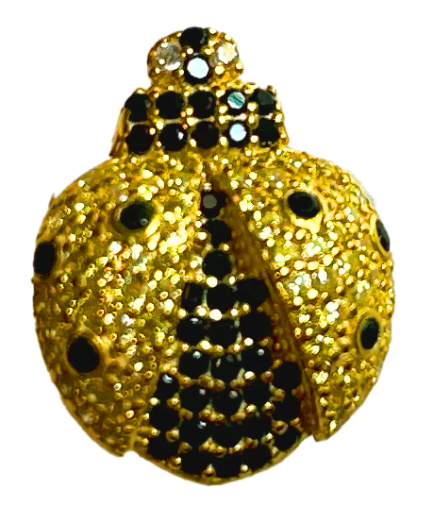 Pendente Coccinella Argento Zirconi Gialli e Neri Placcato Oro Giallo