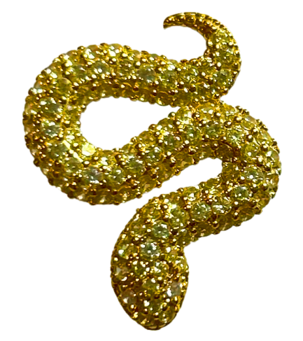 Pendente Serpente Argento Zirconi Gialli Placcato Oro Giallo