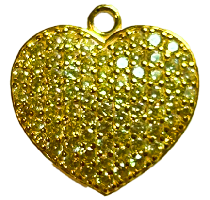 Pendente Cuore Piccolo Argento Zirconi Gialli Placcato Oro Giallo
