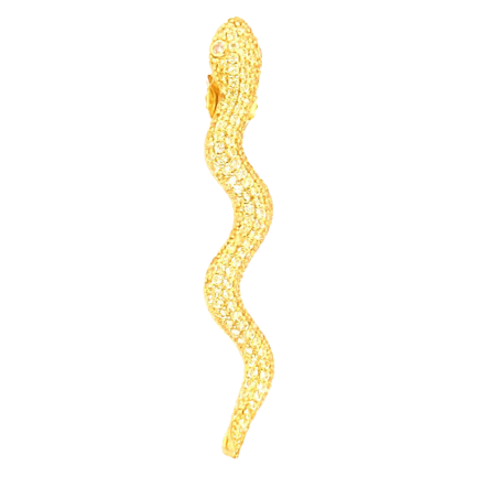 Orecchino Serpente Lungo Argento Zirconi Gialli Placcato Oro Giallo