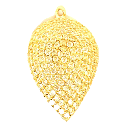 Large Drop Pendant in Silver with Yellow Zircons Yellow Gold Plated