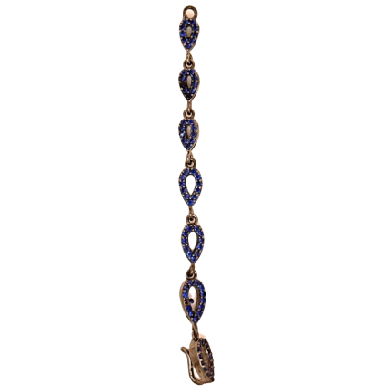 Pendente Goccine Bucate Argento con Zirconi Blu Rodio Nero