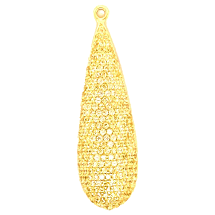 Pendente Goccia Lunga Argento Zirconi Gialli Placcato Oro Giallo