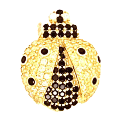 Silver Ladybug Pendant with Yellow and Black Zircons Yellow Gold Plated