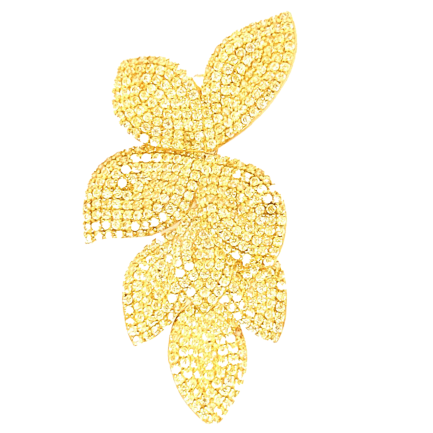 8 Petals Earring Silver with Yellow Zirconia Yellow Gold Plated
