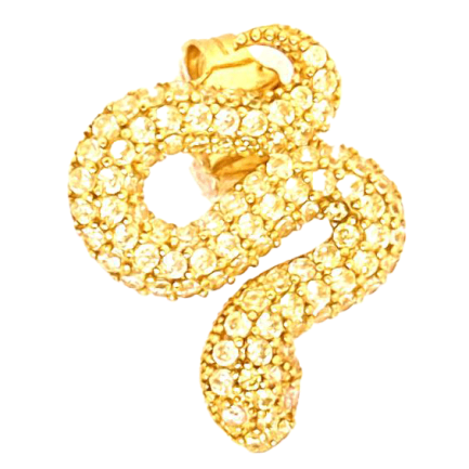 Pendente Serpente Argento Zirconi Gialli Placcato Oro Giallo