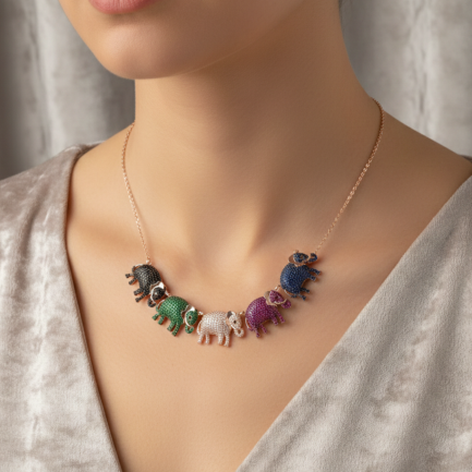 Collana 5 Elefanti Big Argento € 530,00