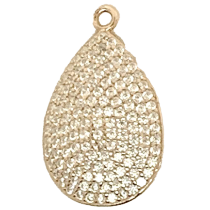 Pendente Goccia Piccola Argento Zirconi Bianchi Placcato Oro Rosa