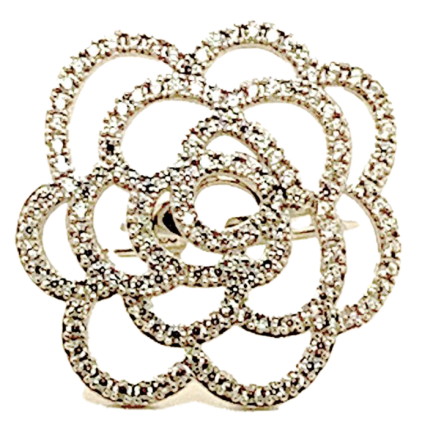 Anello Rosa Argento Zirconi Bianchi Rodio Bianco