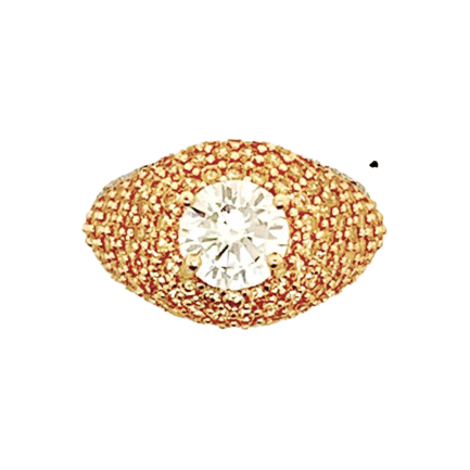 Anello Mignolo Argento Pietra Bianca Zirconi Champagne Placcato Oro Rosa