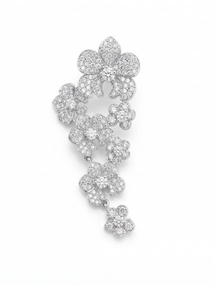 Orecchino 7 Fiori Argento Zirconi Bianchi Rodio Bianco