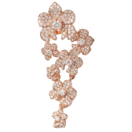 Orecchino 7 Fiori Argento Zirconi Champagne Placcato Oro Rosa