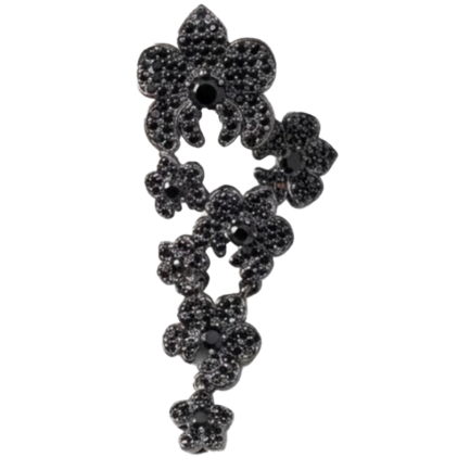 Orecchino 7 Fiori Argento Zirconi Neri Rodio Nero