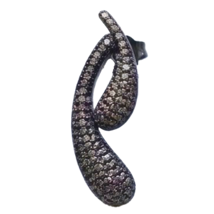 Orecchino 2 Gocce Argento Zirconi Champagne Rodio Nero