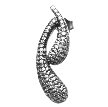 Orecchino 2 Gocce Argento Zirconi Bianchi Placcato Oro Rosa