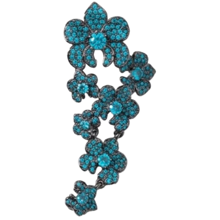 Orecchino 7 Fiori Argento Zirconi Paraiba Rodio Nero