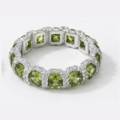 Anello Fedina Big Argento Zirconi Peridoto Rodio Bianco