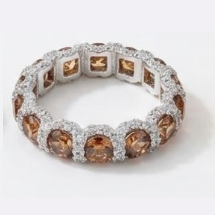 Anello Fedina Big Argento Zirconi Brown Rodio Bianco