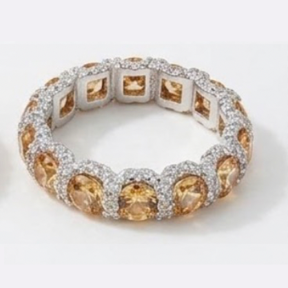 Anello Fedina Big Argento Zirconi Gialli Rodio Bianco