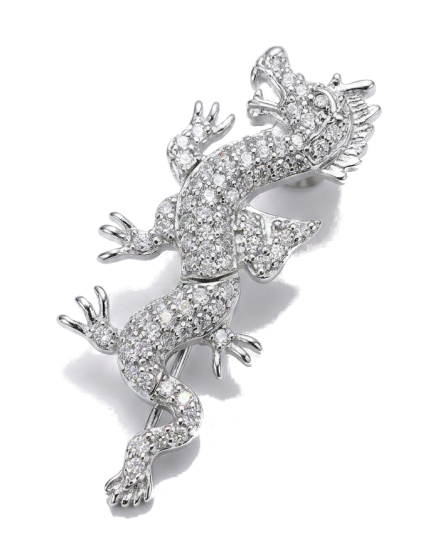 Orecchino Drago Argento Zirconi Bianchi Rodio Bianco